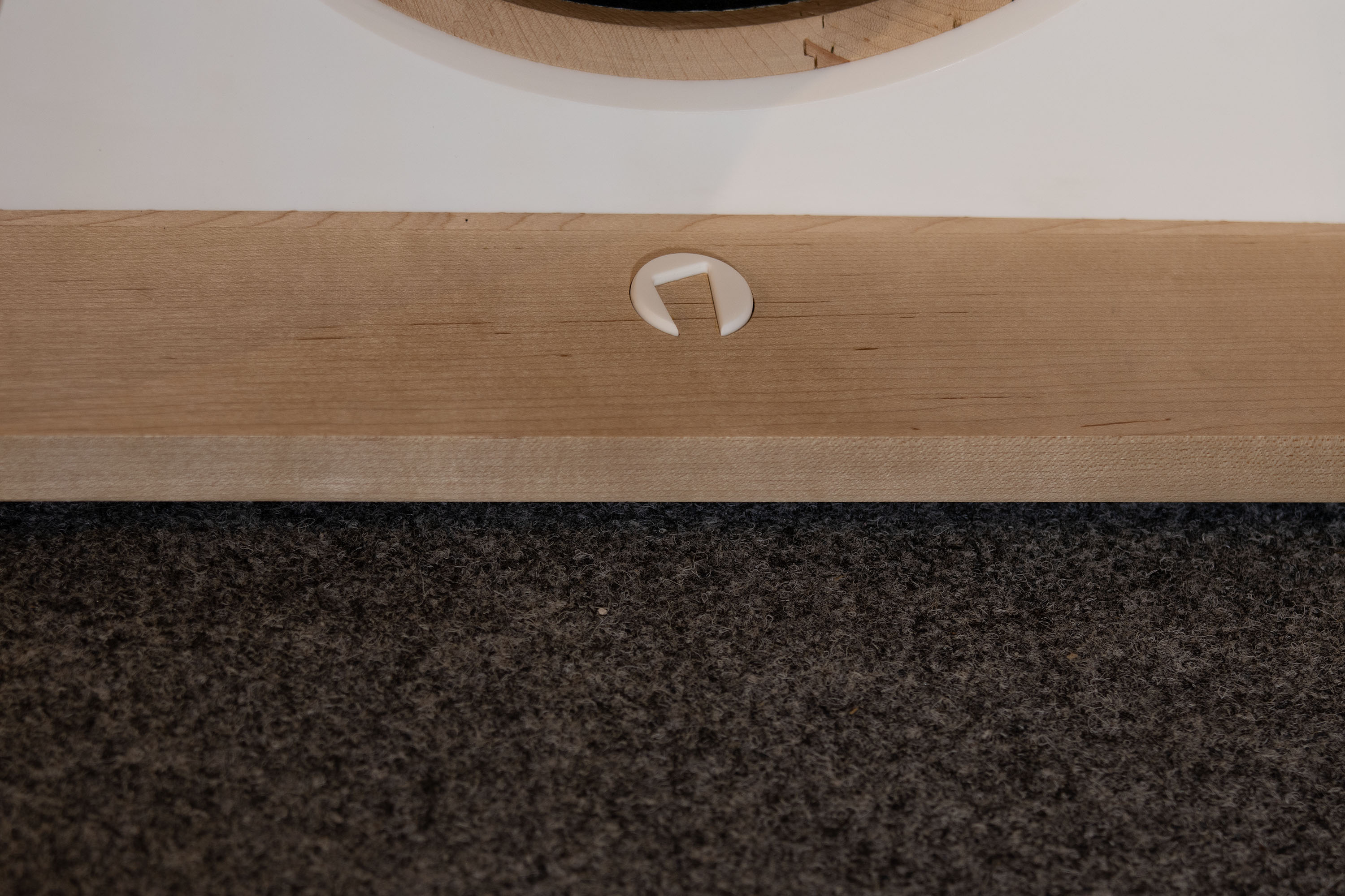 Close-up view of the Closer Acoustics logo on the OGY Loudspeaker, emphasizing the premium branding and high-end audio reputation