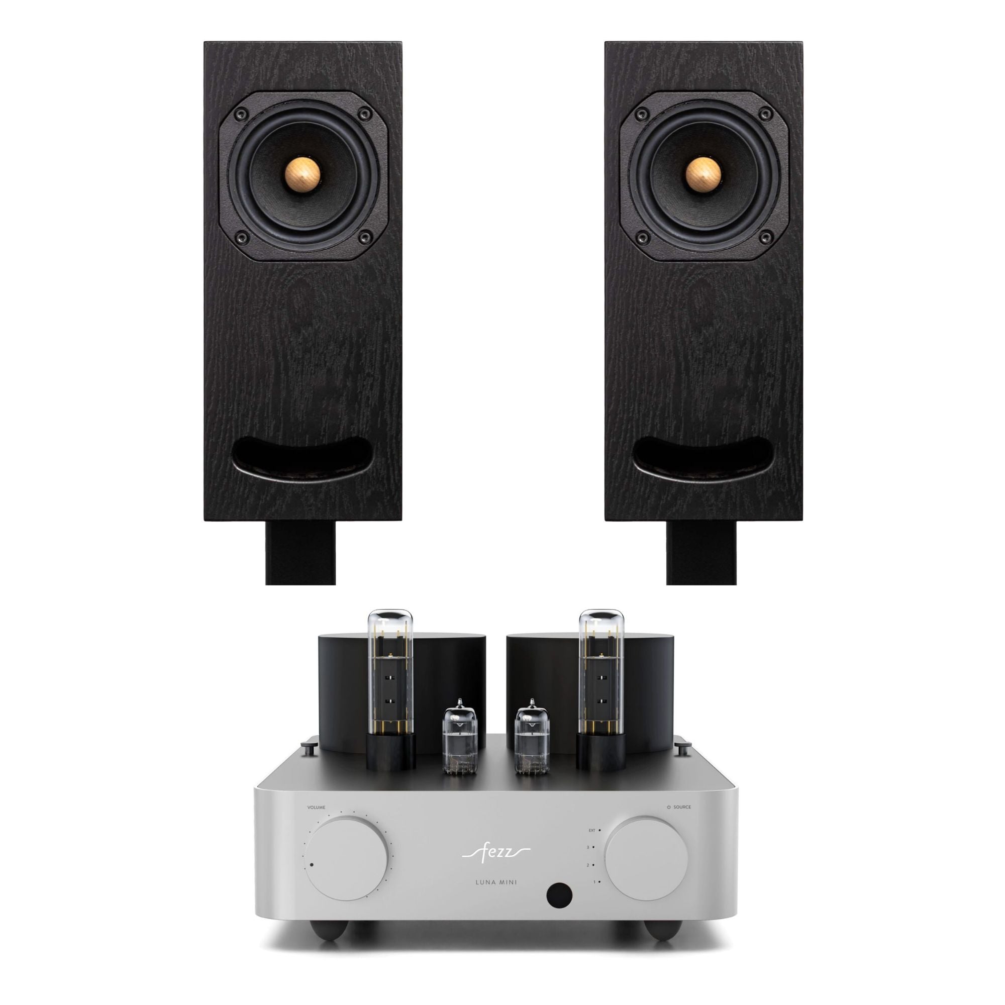 Audio Set Speakers Closer Acoustics OGY Oak Black + Tube Amplifier Fezz Luna Mini