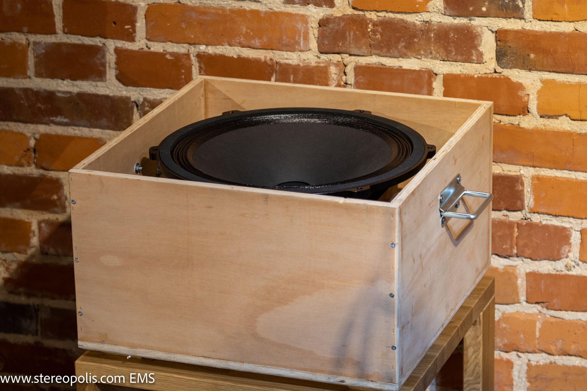 EMS B15 EX MKII bass driver (field coil) in its protective packaging, ready for shipment with secure carton to ensure safe delivery