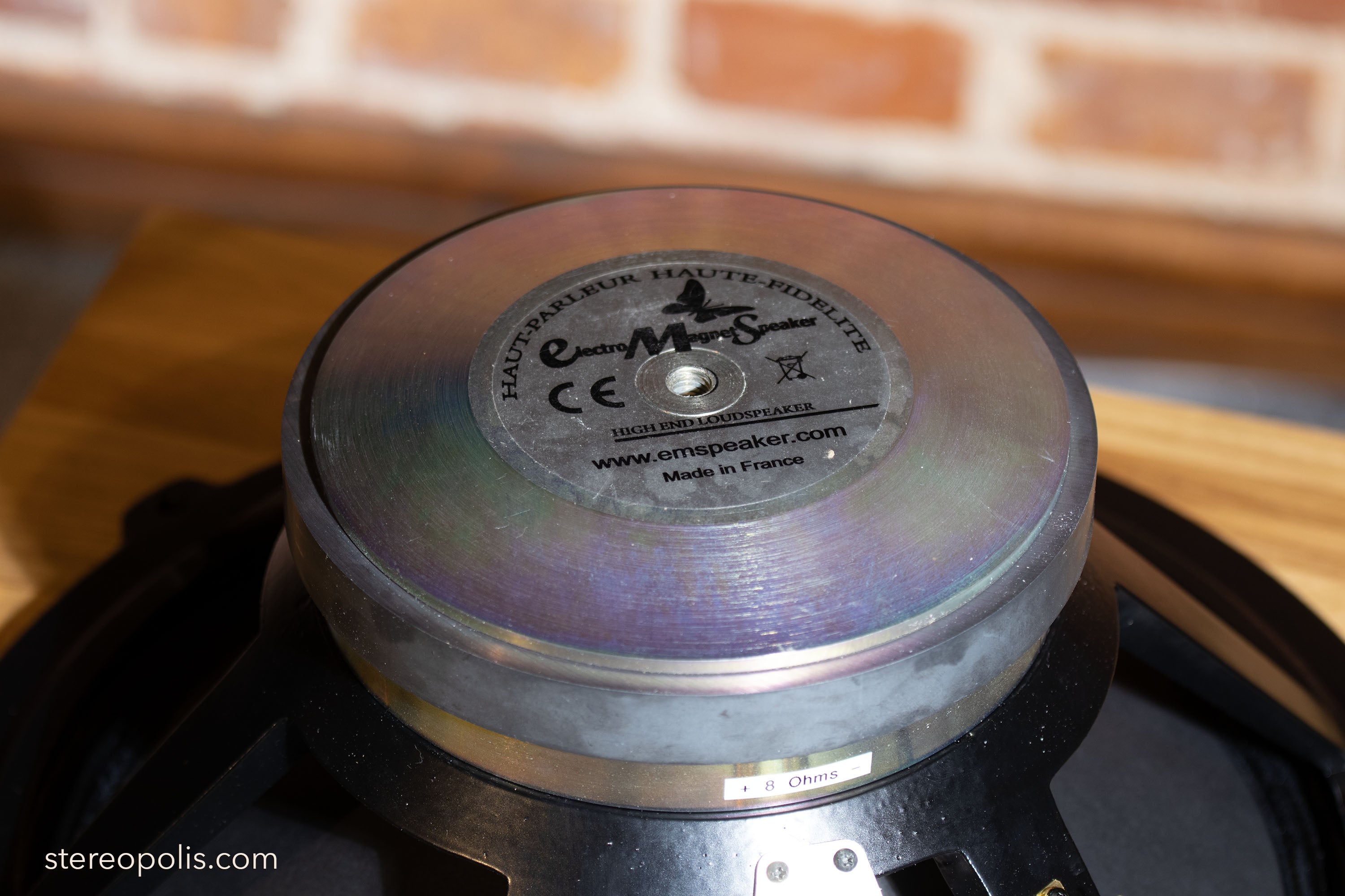 Close-up of the rear side of the EMS B15 MK II bass driver, highlighting the technical details and connectors for seamless integration with audio systems