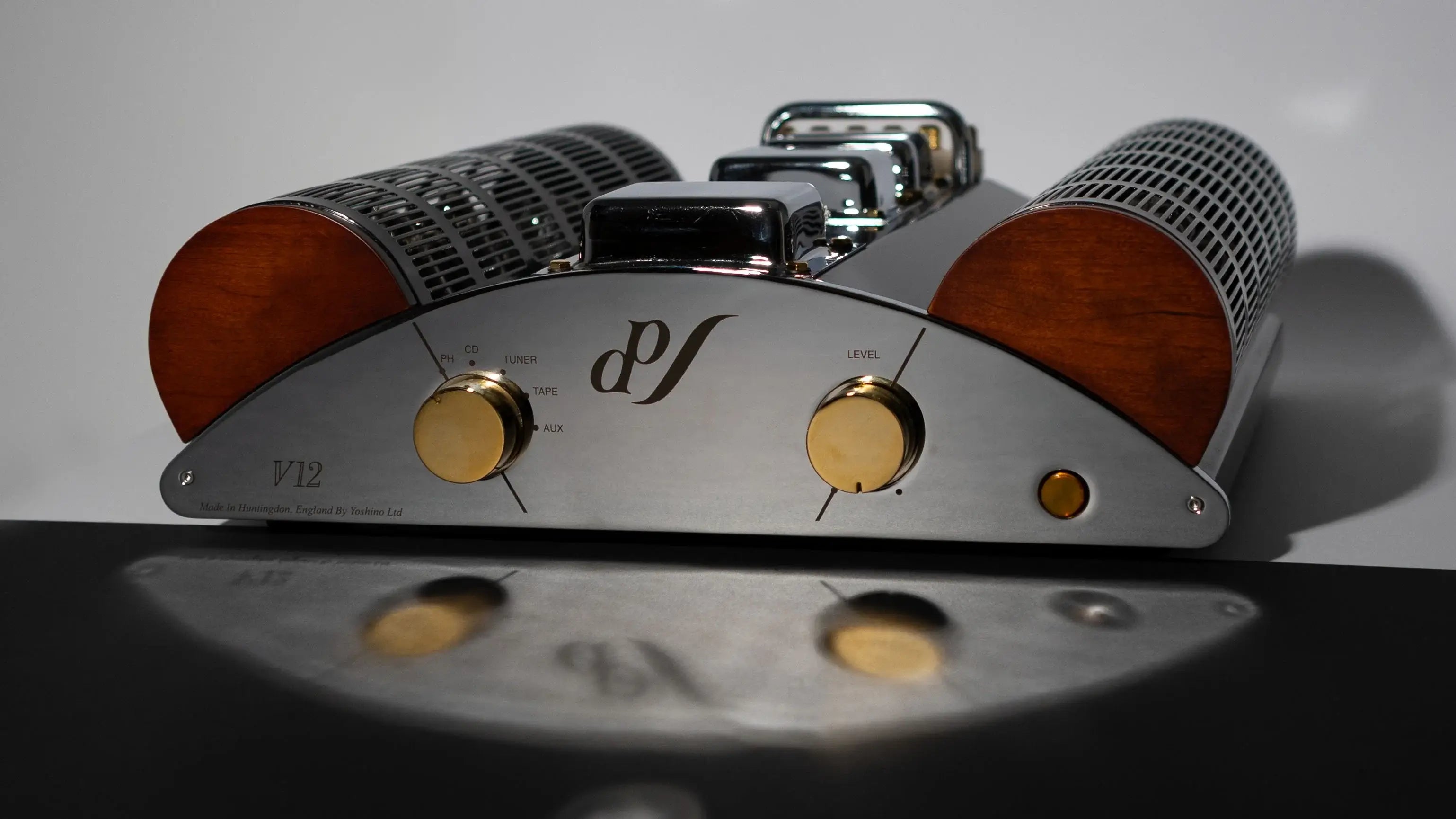 Detailed shot of the EAR Yoshino EAR V12 with vacuum tubes for enhanced audio performance