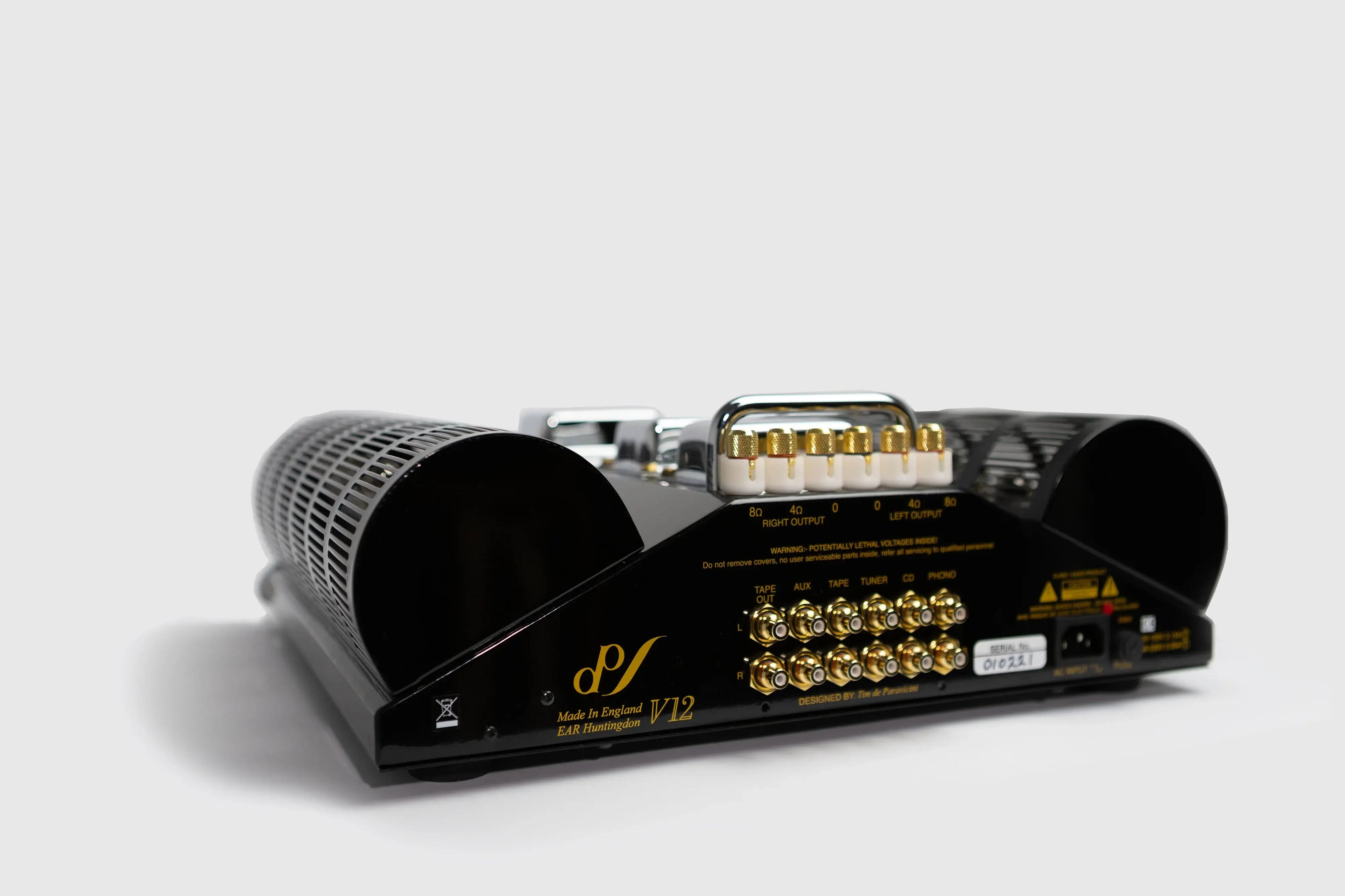 Detailed shot of the EAR Yoshino EAR V12 - rear panel featuring high-end audio inputs and outputs