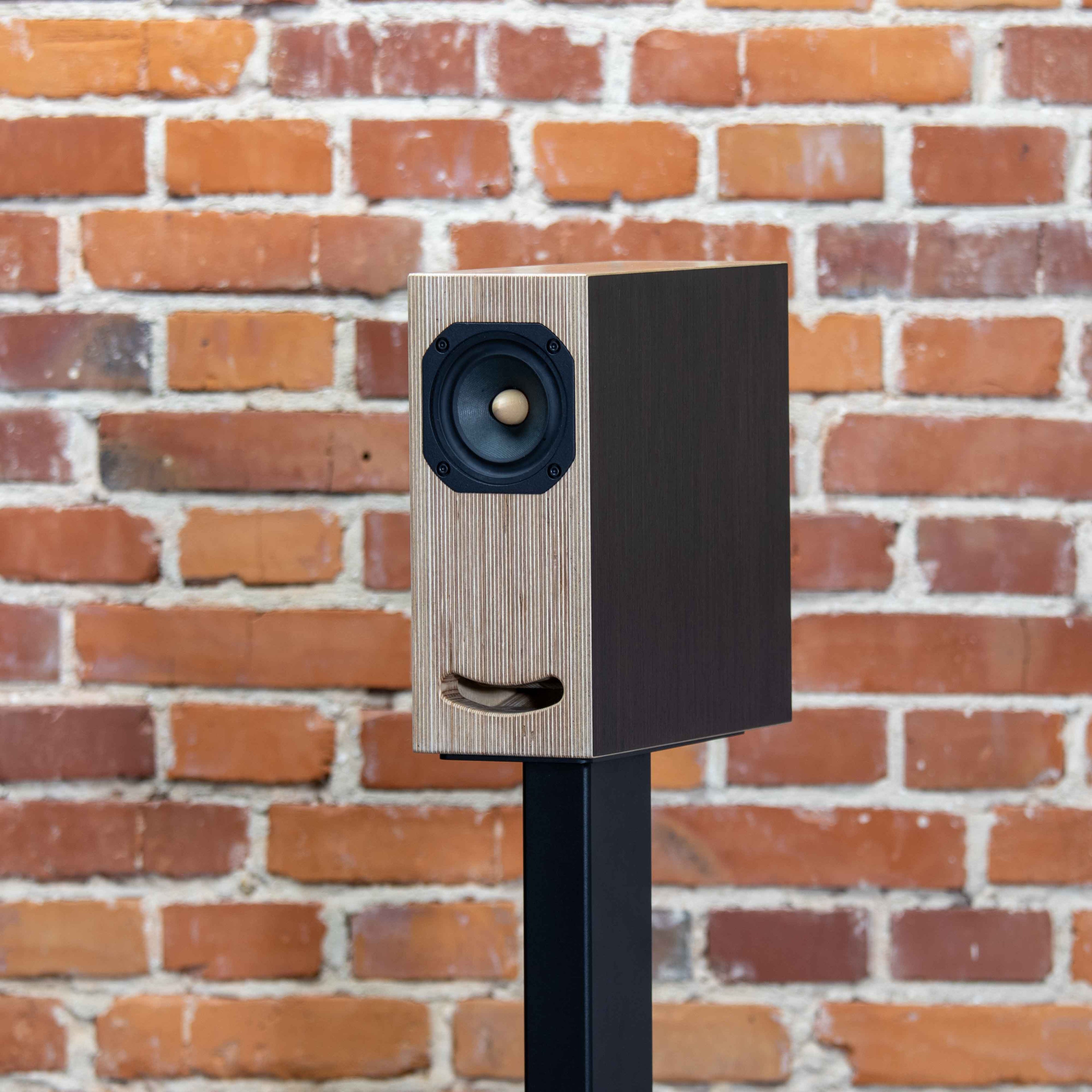 Closer Acoustics OGY loudspeaker in wenge wood – dark, rich finish offering a luxurious look and exceptional sound for smaller rooms
