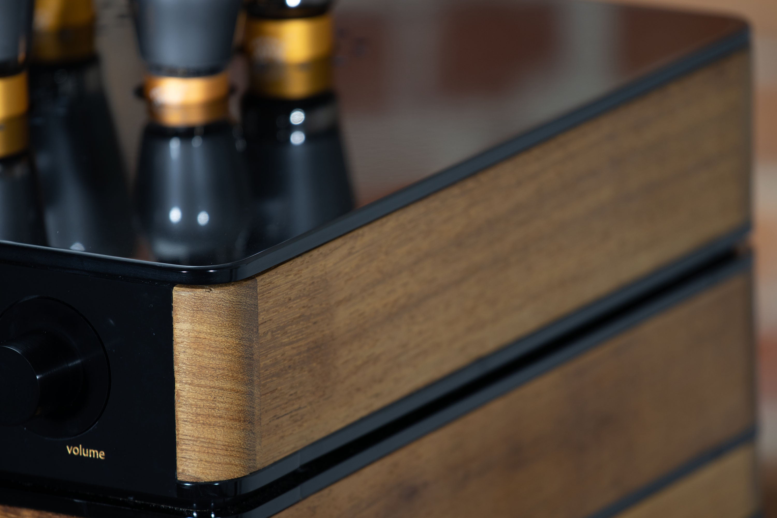 Side view of 300B Provocateur – solid wood and metal detail