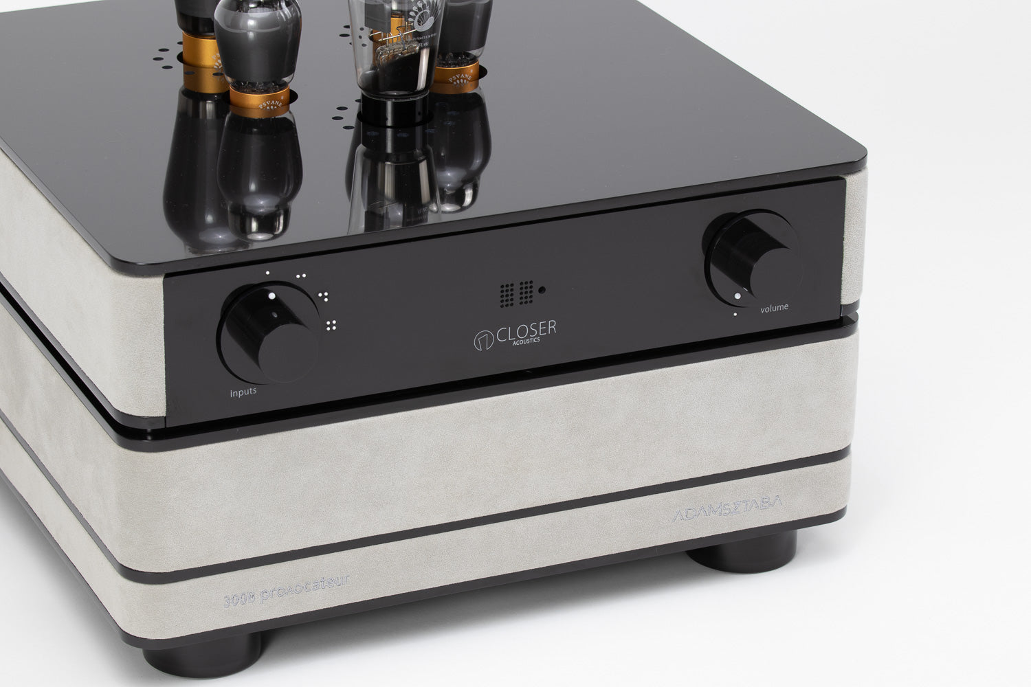 Closer Acoustics 300B Provocateur Signature integrated amplifier – top view showcasing high-quality Alcantara material