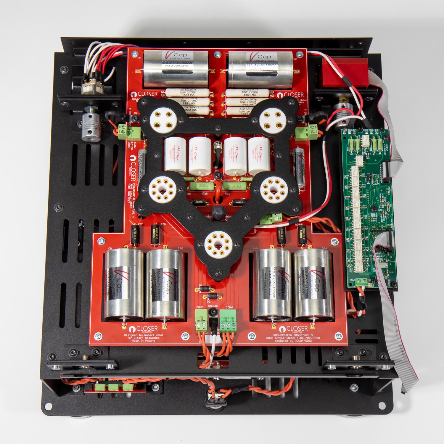Closer Acoustics 300B Provocateur Signature amplifier – internal view with focus on high-end circuit design and wiring