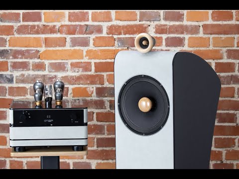Closer Acoustics VIGO EX loudspeakers – pair in listening room setup with rap amplifier, displaying their powerful audio performance and design