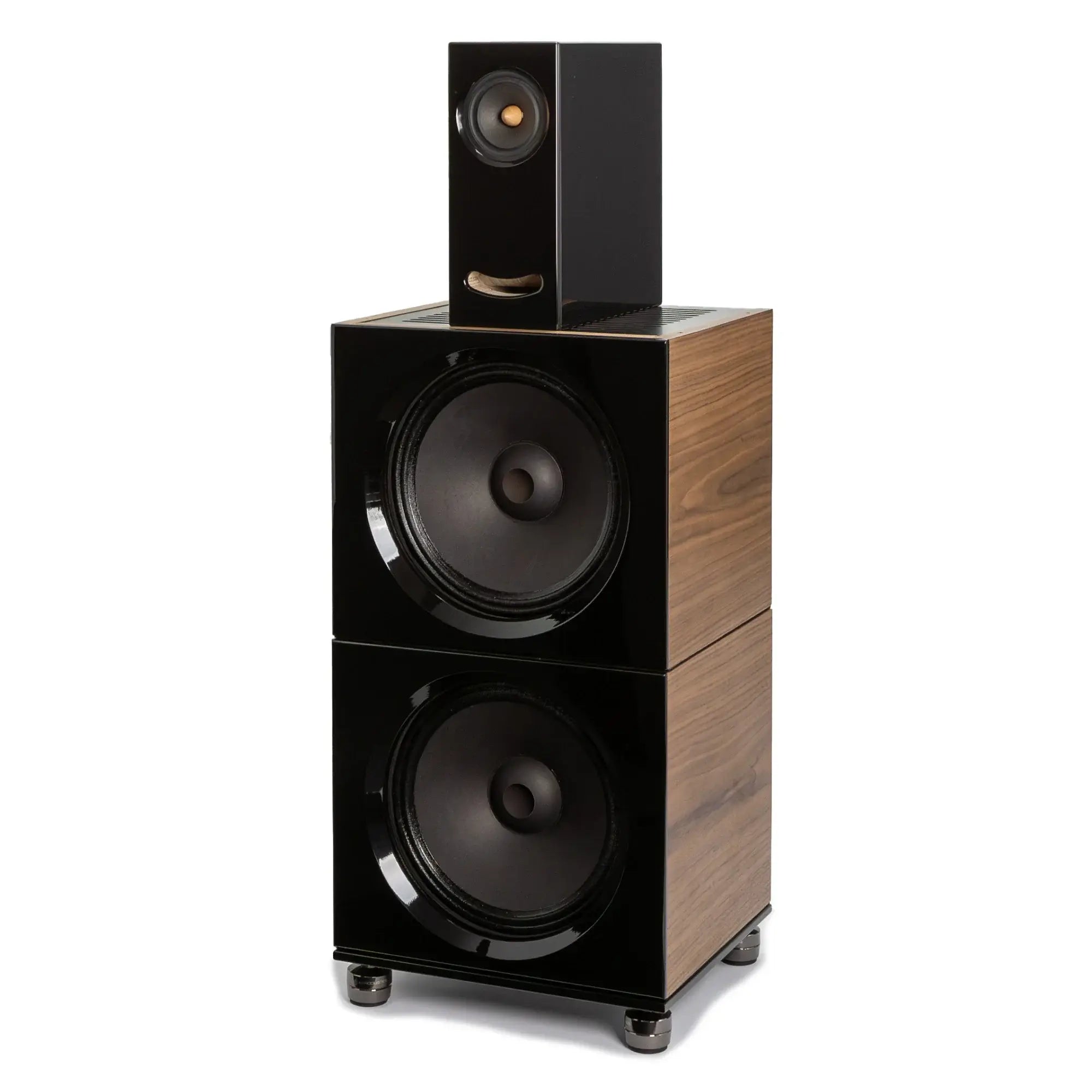 Closer Acoustics BLOCKS Speaker System in black – front view showing the sleek design of 2x BOB and OGY speakers