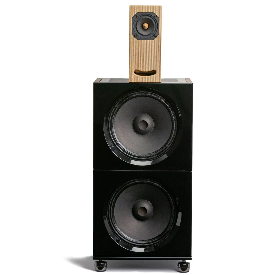 Closer Acoustics BLOCKS Speaker System – 2x BOB in black, OGY in plywood finish, designed for audiophiles