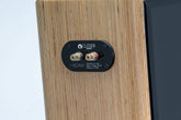 Closer Acoustics Adam loudspeaker rear close-up – focusing on the panel with premium connectors and easy connectivity options for high-quality sound setup