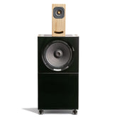 Closer Acoustics BLOCKS Speaker System in black with plywood detailing – showcasing the stylish and modern design of the complete set