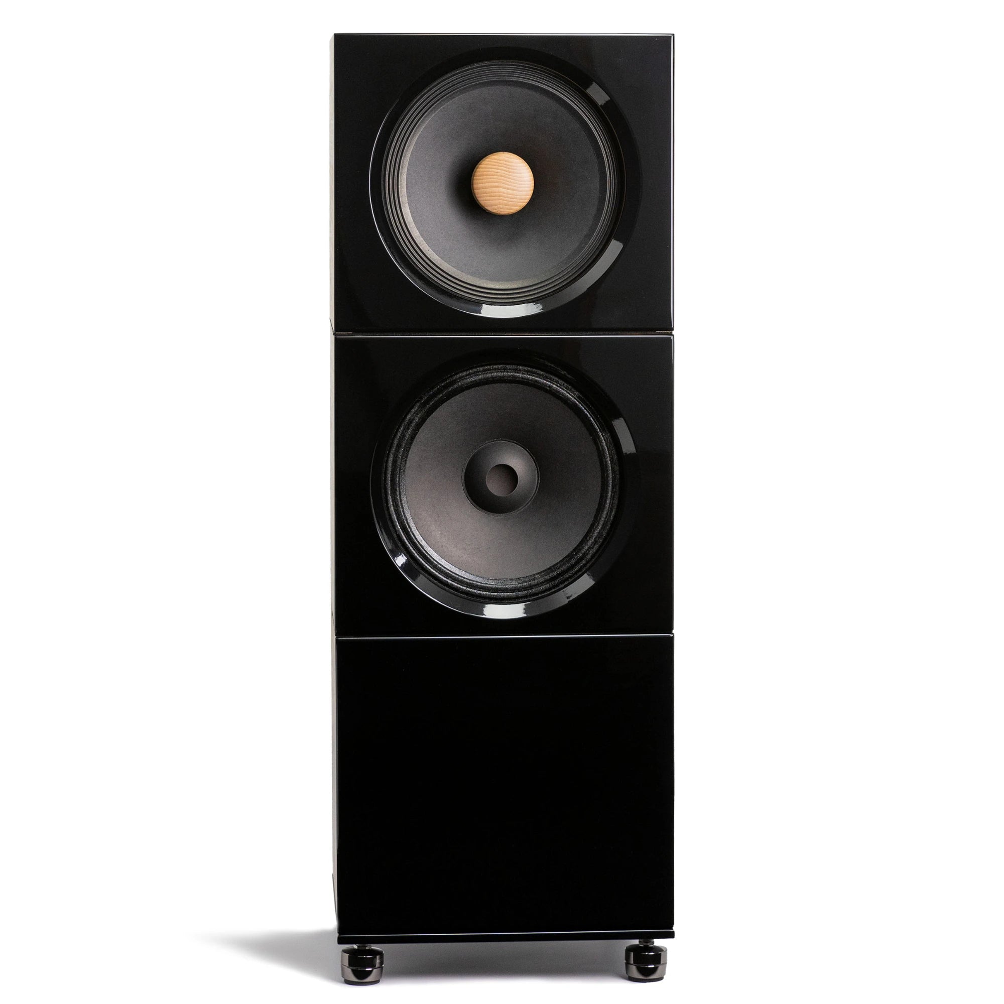 Closer Acoustics BLOCKS Speaker System in black – front view featuring 2x BOB, OKHO, and BLANK speakers, designed for audiophiles and powerful sound