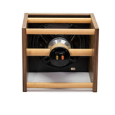 Closer Acoustics OKHO speaker in black – rear panel close-up, featuring high-quality material and connectors