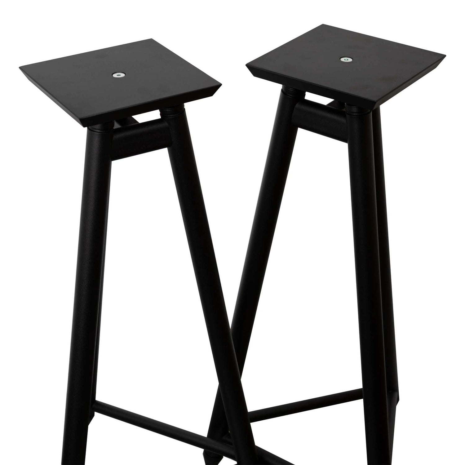 Pair of black Solidsteel SS-7 speaker stands – top view