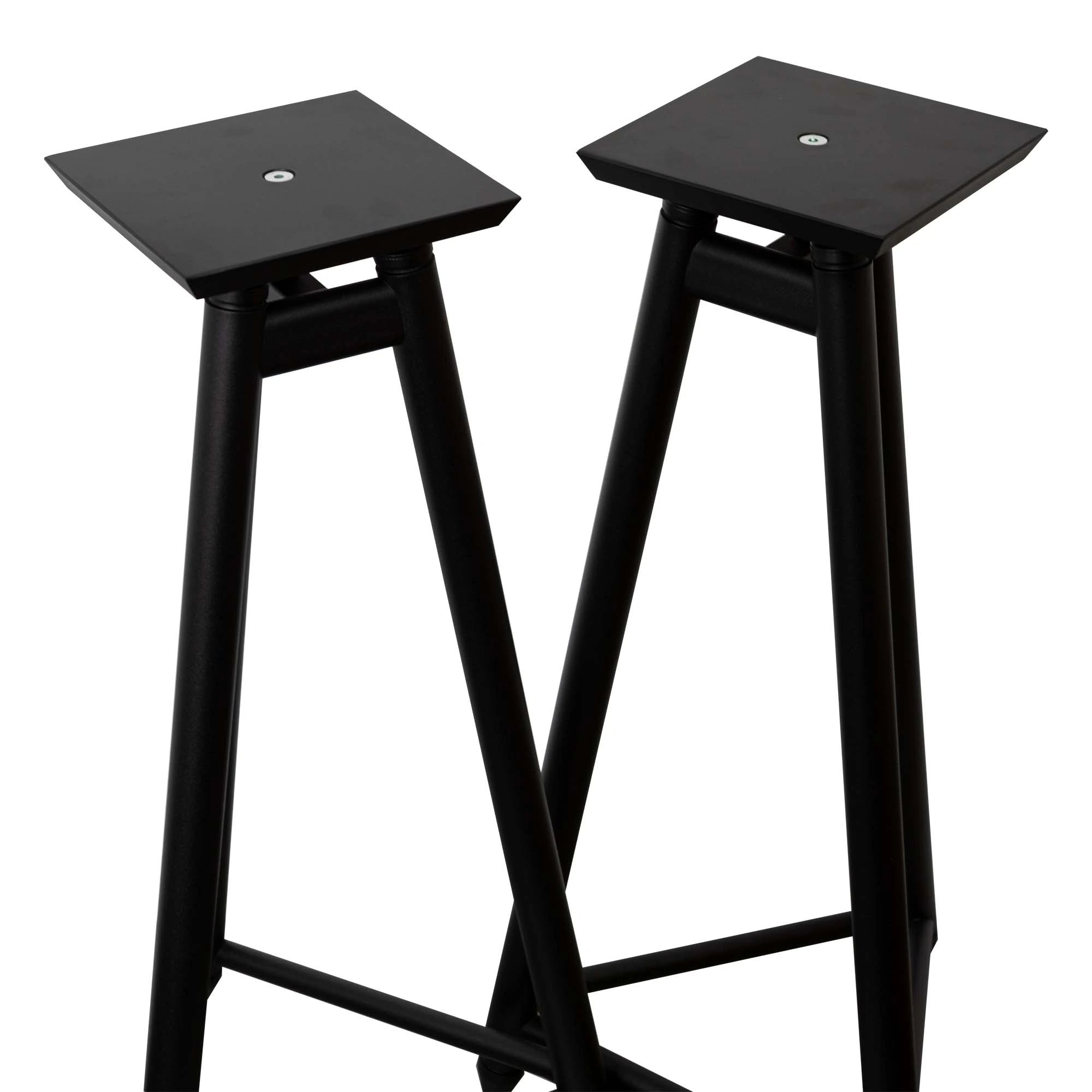 Pair of black Solidsteel SS-7 speaker stands – top view