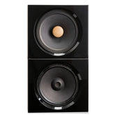 Black Closer Acoustics OKHO full-range speaker with matching BOB bass module in minimalist setup
