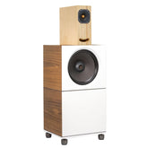 Closer Acoustics BLOCKS Speaker System – full system shot with white and plywood speaker finishes for a premium look