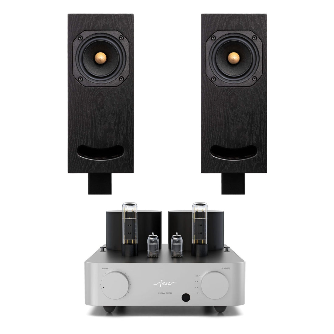 Audio Set Speakers Closer Acoustics OGY Oak Black +  Tube Amplifier Fezz Luna Mini