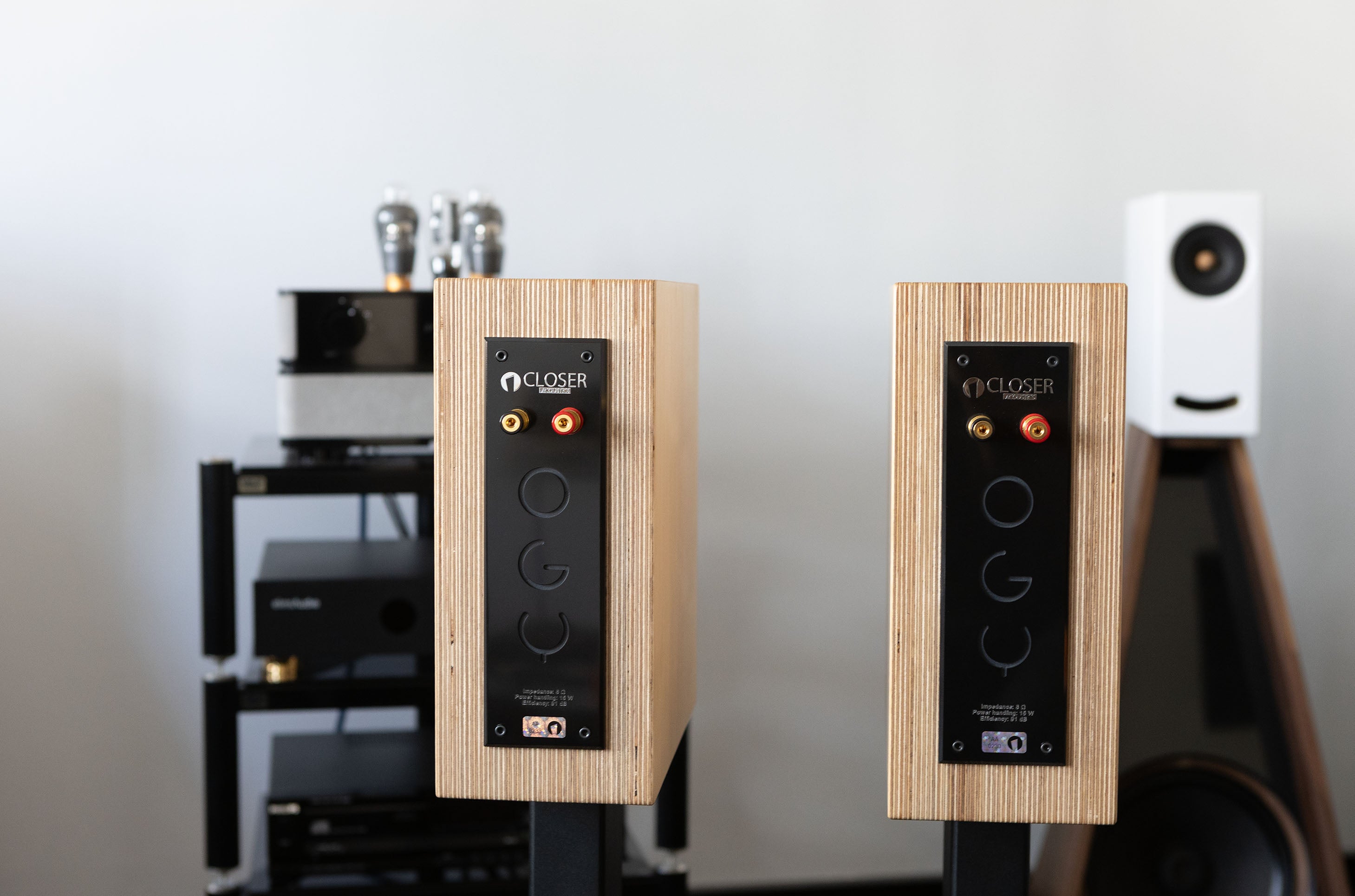 Nearly New - OGY bookshelf loudspeakers -pair- birch plywood finish