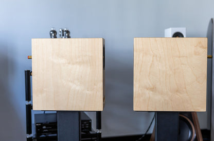 Nearly New - OGY bookshelf loudspeakers -pair- birch plywood finish