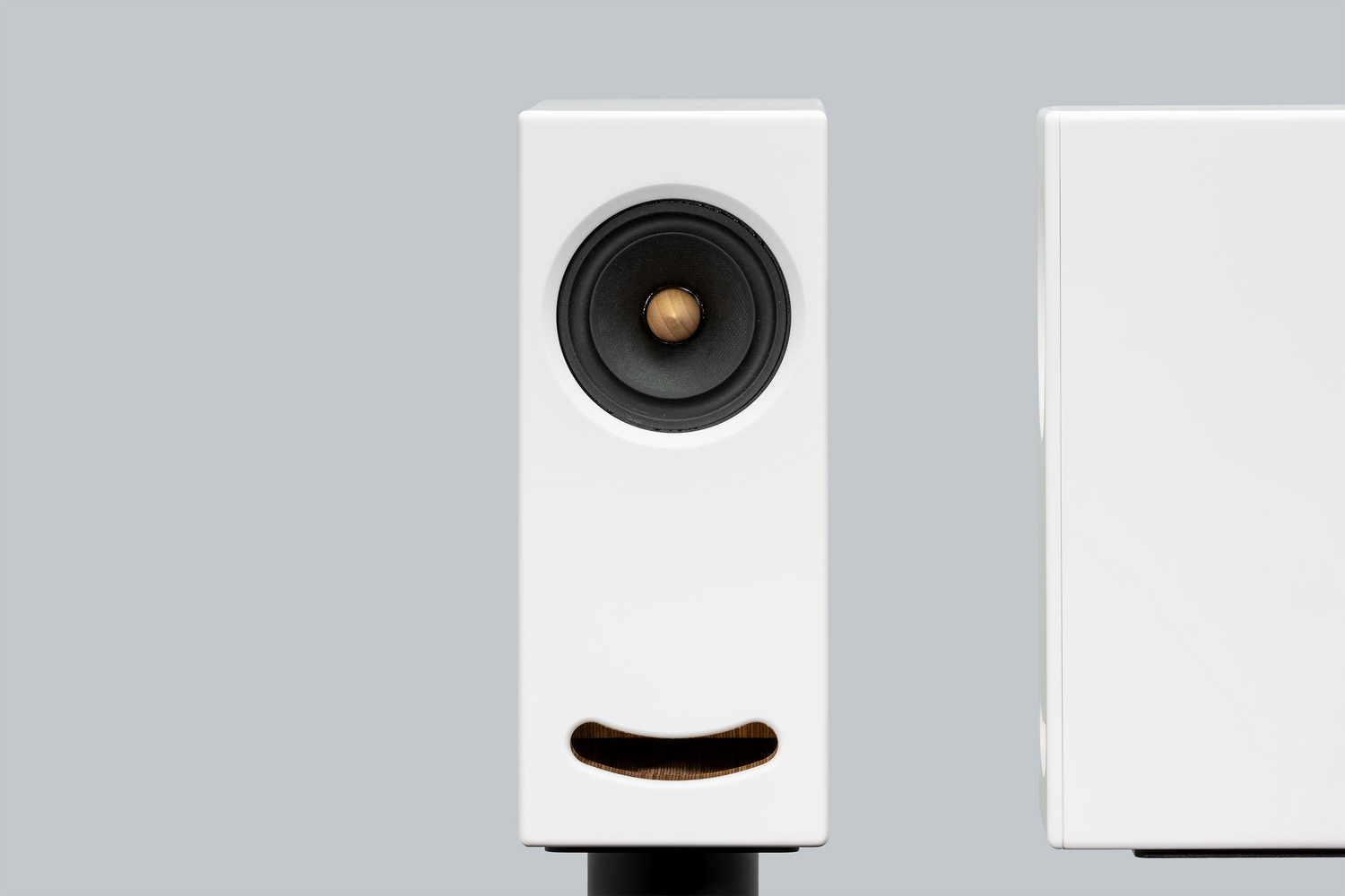 Closer Acoustics OGY Black Corian bookshelf speakers – sleek design with premium finish - close-up