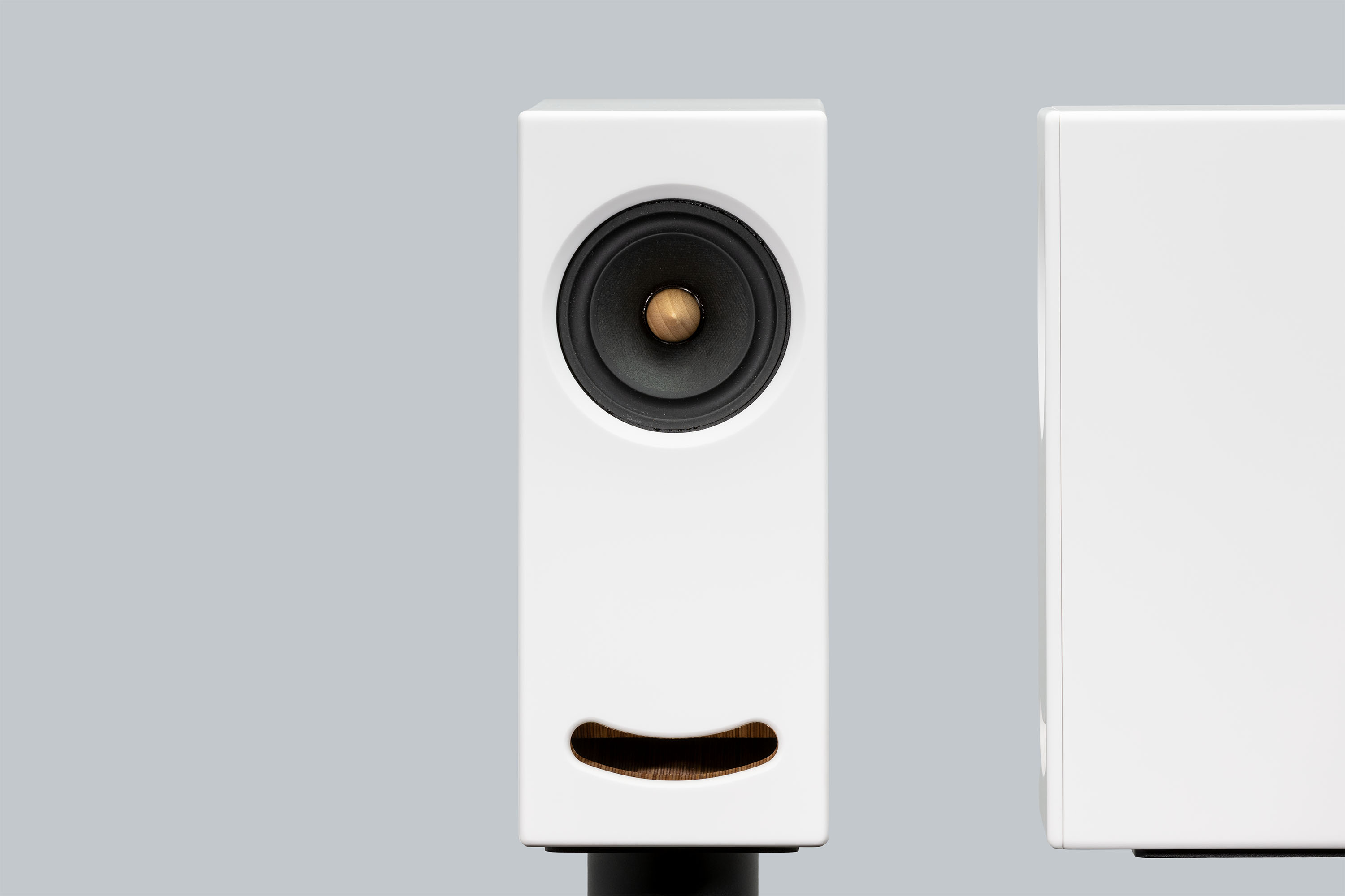 Closer Acoustics OGY Black Corian bookshelf speakers – sleek design with premium finish - close-up