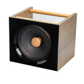 Closer Acoustics OKHO black finish, speaker front view – sleek, modern design showcasing high-quality craftsmanship and premium materials
