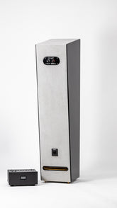 Allegra EX loudspeakers – profile shot with elegant wood finish and field coil technology visible